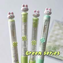 4 bolígrafos retráctiles con conejo de la suerte, tinta negra de 0,5 mm, suministros de oficina de escritura suave - Conejo de la Suerte - Ver 3