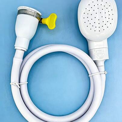 Portable Handheld Shower Head, Flexible Extendable Hose, Durable Plastic Pet Bathing, Vegetable Cleaning & Shampoo Attachment, Easy Install Connection, Classic Oval Design, Bathroom & Kitchen Accessory, Ergonomic Anti-Leak Design, Suitable For Bathroom Sink, Garden Hose Use, Excellent Convenience And Practicality For Washing Hair, Bathing Pets, RV Bathroom, And Daily Home Use, Ideal Accessory For Outdoor Shower, Also A Great Gift Choice For Holidays