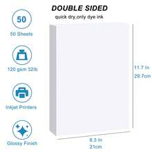 ESHANG 120g Double-Sided Glossy Photo Paper, 8.3x11.7 Inch (A4) Suitable For Inkjet/Dye Ink Printers, High Resolution Photo Printing, 50 Sheets/Pack - Double-sided Printing - View 3