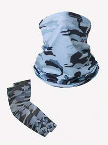 1 Set Camouflage Face Mask With Arm Sleeve, Multi-Functional Neck Gaiter, Military Camo Face Mask For Riding, Breathable Sun Protection And Dust-Proof - Multicolor - View 15