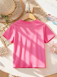Disney Licensed Style | Pirate Mouse CRUISIN' FOR THE SNACKS Print Crew Neck Kids' Short Sleeve T-Shirt - Funny Playful & American Casual Vibe, Soft Breathable Fabric, Crew Neck, Ideal For Vacation, Travel & Daily Casual Wear - 粉色 - 查看 2