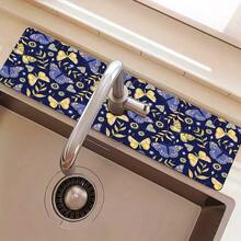 1pc Elegant Butterfly Pattern Faucet Cover, Polyester, Quick Drying, Easy To Clean, Suitable For Kitchen And Bathroom, Easy Installation, Daily Decor, Gift, Bathroom Mat, Faucet Cover, Faucet Accessory - Multicolor - View 9