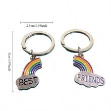 2pcs/Set Rainbow Pendant Keychain, Good Friend Pendant Splicing Keychain - 2pcs/set - View 4