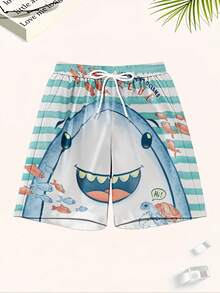 Shark And Fish Print Swim Trunks For Men Beach Shorts With Ocean Theme Design Quick Dry Board Shorts Summer Wear - Nhiều màu - Xem 5