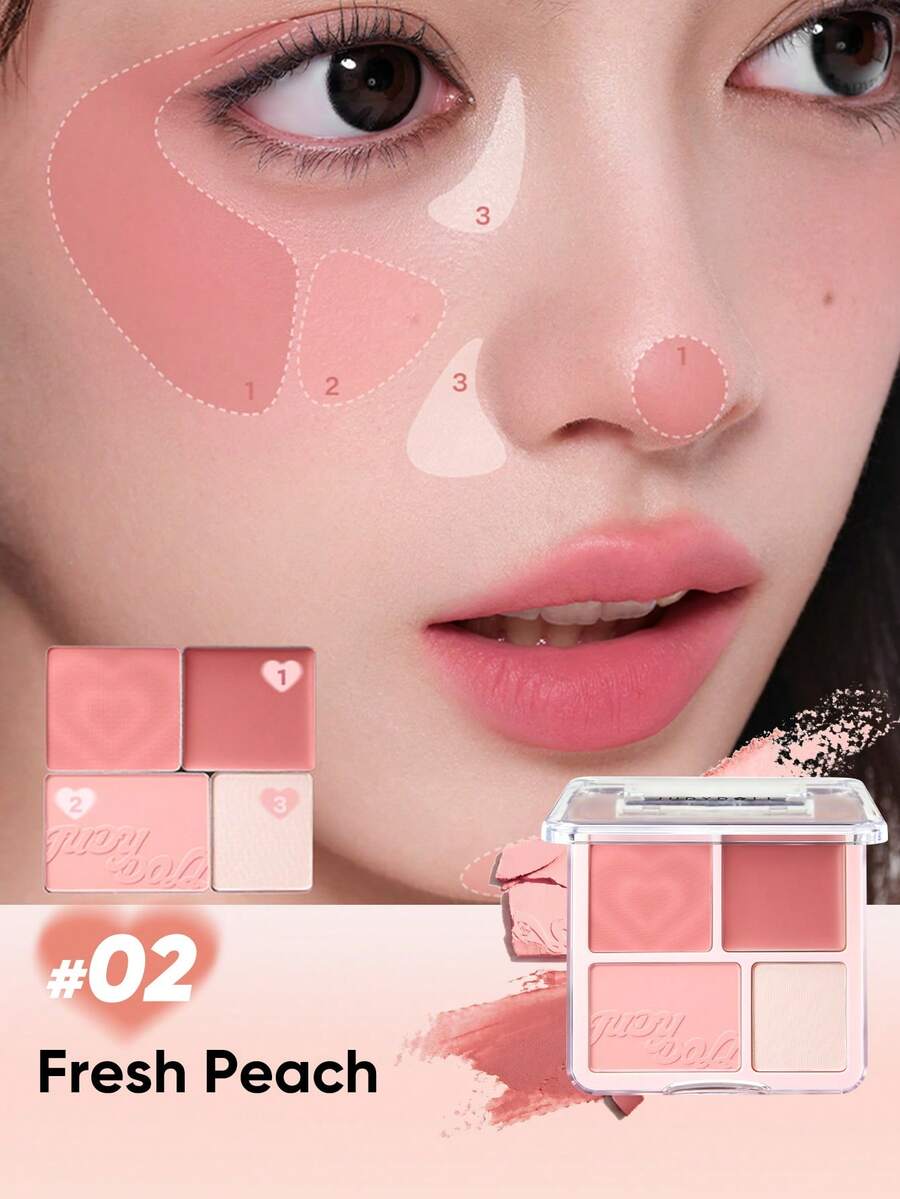 2-In-1 Blush & Highlighter Palette, 9g, Cream Blush + Powder Highlighter, Creates Natural Radiant Makeup Look, Suitable For Dates, Weddings, Parties, Daily Wear. A Versatile Gift For Friends, Girlfriends Or Yourself. - #02 - 查看 1