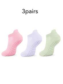 3/6 Pairs Pilates & Yoga Grip Socks For Women Men, Breathable Anti-Skid Workout Socks For Barre, Hospital Floors & Barefoot Training Random Colors - Multicolor - View 12