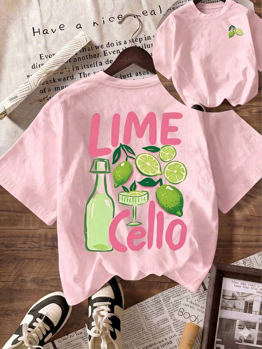 Women's Summer Graphic T-Shirt, Casual Tops For Spring, Holiday, Beach, Countryside, Commute Pink - Pink - View 1