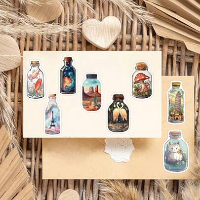 Bottle World Graffiti Stickers, Cute Cartoon, INS Style, Suitable For Notebook, Guitar, Luggage, DIY Decoration