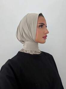 1 pezzo Cappello hijab, donna Medio Oriente Arabo Dubai Turchia, colore unito classico minimalista casual elegante modesto in misto modal e seta, morbido traspirante confortevole con ampia tesa 2-in-1 sciarpa turbante hijab, adatto per vita quotidiana, festival, raduni, culto - Grigio Chiaro - Visualizzare 2