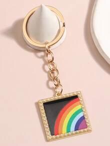 1个黑白彩虹油滴手工钥匙扣，多功能包包挂饰和汽车钥匙扣 - 彩色 - 查看 7