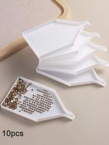 Plastic Diamond Nail Art Rhinestone Sorting Tray | Rhinestone Organizer Tray DIY Craft Diamond Accessories Tool, Nail Salon Equipment - White - View 10
