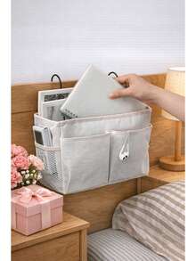 Space-Saving Bedside Storage Caddy With Sturdy Iron Hooks Durable Canvas Hanging Organizer For College Students And Dorm Life Aesthetic Dormitory Bedside Bag To Hold Tablet Books Remote Control And Phone For Bunk Bed Rails Couch And Desks Bedroom Storage Dorm Essentials Home Accessories - 彩色 - 查看 12