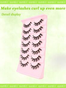 7 Pairs D Curl False Lashes ,Soft 3D Fluffy Fake False Eyelashes Volume Natural Look Fake Lashes Cat Eye Lashes Russian Large Curly Faux Mink False Lashes - Black - View 9