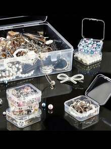 31pcs Multipurpose Transparent Plastic Storage Box, Mini Clear Bead Storage Box, Suitable For Organizing Earrings, Rings, Jewelry And Nail Art Accessories, Travel Essentials, Storage Box, Cosmetic Storage, Women's Gift, Christmas Gift, Women's Gift Ideas, Room Decor - Multicolor - View 4