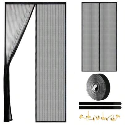 1 Set (Cortina de malla magnética + + Chinchetas) Puerta de malla magnética, cortina magnética, partición de malla autosellante y reforzada, bloquea eficazmente los mosquitos, apta para uso interior y exterior, se puede usar como partición interior, aplicable a dormitorio, puerta de armario, regalo perfecto para mujeres, también apta para balcón, oficina, baño, sala de estar, dormitorio, boda, cocina, dormitorio, decoración del hogar, opción ideal para accesorios de baño, decoración de otoño, muebles, cortinas, mosquitera