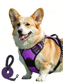 2pcs Reflective Dog Harness + 1.5m Leash Set, Breathable Pet Harness, Suitable For Small/Medium/Large Dogs And Cats. - Purple - View 9