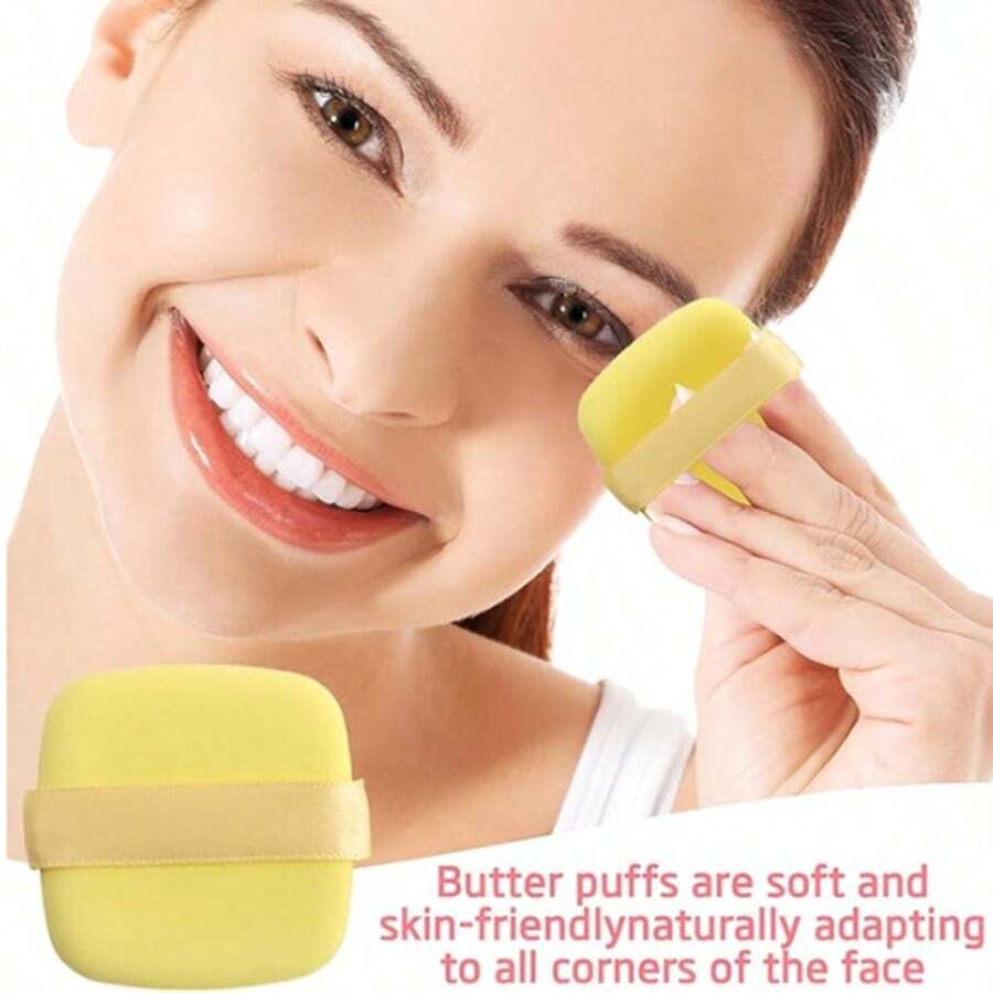 1 cái/2 cái/6 cái/10 cái Bông mút trang điểm đa năng hình bánh quy bơ, bông mút tán kem nền - Bông phấn bơ - Xem 1