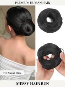 Real Human Hair Bun Extensions For Women - 16cm Stretching Wavy Messy Bun Scrunchie - Elastic Hair Band For High Ponytail Updo - Natural Fluffy Chignon For Daily Wear Wedding Travel Essential - Multicolor - View 19