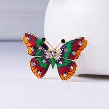 Fashion Creative Colorful Butterfly Brooch Alloy Rhinestone Enamel Insect Pin Brooches Clothing Accessories Party Jewelry - Default - View 4