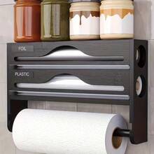 1pc Kitchen Drawer With Cutter And Packaging Dispenser (Film Not Included), 5-Compartment Kitchen Drawer Organizer Box For Sandwich & Snack Bags, Cling Film Dispenser & Cutter, Aluminum Plastic & Food Packaging Storage Container, Suitable For Wall-Mounted Organization - View 13