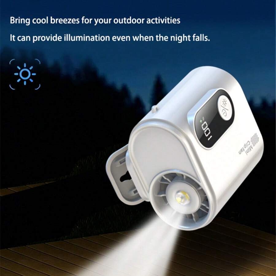Fengfa M379 Portable Multi-Function Clip Fan, 1800mAh Large Capacity Battery, Type-C Fast Charging, 5-Speed Brushless Motor, Dual-Use Waist Clip Design, Built-In Flashlight And Outdoor Lighting - Clip-on - View 1