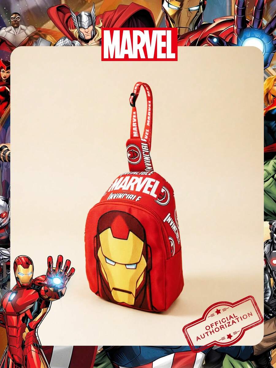 Marvel 1个漫威官方授权钢铁侠图案斜挎包，男童休闲单肩包，轻便可调节肩带胸包，卡通零钱包，适合男孩、年轻粉丝、学生，非常适合日常上学、户外玩耍、主题公园、度假，方便携带零食。 - 紅色 - 查看 1