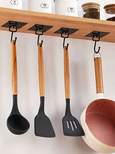 40pcs Heavy Duty Residue-Free Bathroom Or Kitchen Wall Hooks. These Adhesive Hooks Can Be Used To Hang Towels, Utensils, Keys, And Remove Without Leaving Marks, A Space-Saving Household Storage Tool. Simple Design With Strong Load-Bearing Capacity.