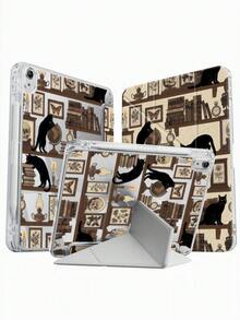 A Cute Cartoon Black Cat & Butterfly Acrylic Transparent Crystal Back Cover, Shock-Proof, Suitable For IPad 7th, 8th, 10th Generation (10.2 Inch), Built-In Pen Slot, Support Sleep/Wake Function, Ideal Gift Choice - Multicolor - View 5