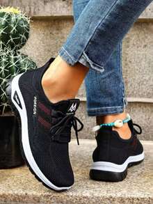 Women's Orthopedic Comfort Slip-On Sneakers - With Arch Support And Skin-Friendly Foam, Breathable Knitted Fabric, All-Day Lightweight Walking Shoes, Non-Slip PVC Sole - Suitable Nurses, Teachers, Standing And Running Errands, Orthopedic Shoes, Delicate Embossed Design, Exquisite Embroidery, Soft Cushioning, Comfortable Long Hours Of Standing - 黑色 - 查看 4