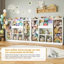 ONBRILL 2-In-1  Toy Storage Organizer, 4-Tier Stuffed Animal Storage With Bookshelf, Kids Toy Storage Shlef With 3 Open Cube With Rounded Corners, Bookshelf For Kids Room, Playroom, Bedroom, White - White - View 6