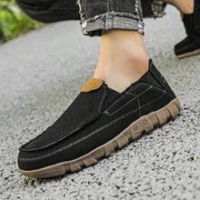 Rubber Non-Slip Sole Plain Black Business Casual Shoes, Breathable Loafers, Slip-On Moccasins For Men, Plus Size - Black - View 4