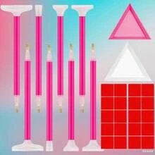 30-Pack Rhinestone Picker Tool Kit - 8Pcs Rhinestone Dotting Pens With Dual-Ended Tips(4 Sizes) +2 Storage Trays &Amp; 20 Clay - Rhinestone Picker Dotting For DIY Nail Art Craft Crystals Charms (Pink) - White - View 1