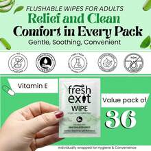 FreshExit Flushable Wipes For Adults U2013 36 Individually Wrapped  Wet Wipes, Travel Size, Extra-Large Unscented, Hypoallergenic U2013 Feminine Hygiene &Amp; Personal Care Wipes - 顏色A - 查看 2