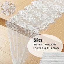1/5 chiếc khăn trải bàn ren trắng, kích thước 14 x 120 inch, họa tiết hoa hồng Bohemian thêu hoa văn cổ điển, thích hợp cho tiệc cưới, tiệc cô dâu. - A - Xem 10
