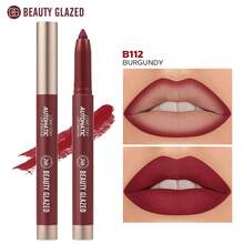 beauty glazed 絲絨奶油霧面唇線筆 - 霧面口紅唇線筆二合一組，全覆蓋高顯色長效口紅，適合女性，女性禮物 - #112 - 查看 11