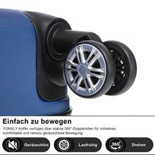 YONSLY Leichtes Koffer 20/24/28 mit Zoll 4-Rollen-360° Zahlenschloss Doppelt Verwendbarer Reißverschluss Weicher Gummigriff Reisekoffer Hartschalenkoffer für Urlaub Familienausflüge und Pärchenreisen - Tiefblau - Übersicht 4