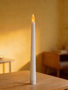 1pc Realistic Retro Candle, New Design Hotel Romantic Candlelight Dinner Decor Light, LED Cone Long Stem Plastic Candle Prop Lamp, Suitable For Multiple Occasions - 錐形桿蠟 - 查看 19