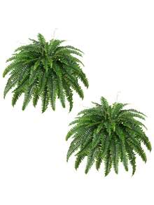 2pcs/1pc - Artificial Boston Fern Plants - 2 Large Artificial Fern Plant Set Suitable For Outdoor, Large Artificial Fern Plants, Suitable For Decoration. These Artificial Plants Are Suitable For Many Indoor And Outdoor Scenes, Such As Living Room, Bedroom, Office, Dining Room, Each Bundle Has 18 Branches. - Green - View 2