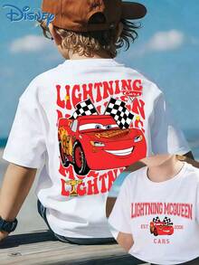 Disney Toddler Boys Lightning McQueen Cars Graphic Tee 6M-3Y Lightweight Comfortable Kids Short Sleeve T-Shirt Retro 2006 Print Summer Outfit Holiday Gift Express Delivery - trắng - Xem 1