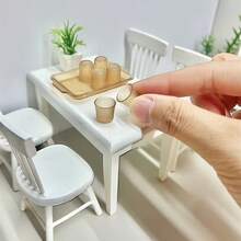 7pcs/Set 1/12 Scale Miniature Tea Set, Including Tea Tray, Teacups, Water Glasses, Dollhouse Accessories - Home Decor - Photography Props - Mini Scene Display - Holiday Gift - Multicolor - View 3