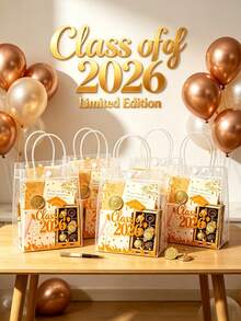 20个装 2026毕业透明礼品袋，带提手，耐用透明派对礼品袋，可重复使用PVC手提袋，按扣封口，完美适用于2026毕业派对、毕业礼物包装、毕业庆祝活动、糖果袋和毕业派对用品，也适用于婴儿派对、婚礼、新娘派对、生日、聚会、商务场合。5/10/20个装 - 多色 - 查看 1