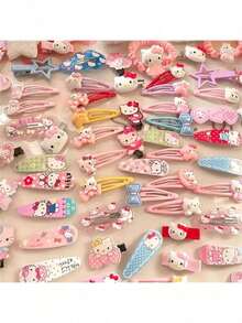 SANRIO 30件/50件Hello Kitty粉色发饰套装，Kitty猫发夹，Hello Kitty发夹，发夹，Hello Kitty发夹套装，KT猫发夹，情人节送女友礼物，可爱粉色毛绒Hello Kitty鳄鱼夹发饰套装，日系卡通KT猫发饰，发夹，婚礼派对发饰礼物 - 髮夾 - 查看 9