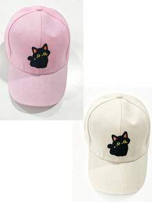 Y2K刺绣男女通用黑色猫咪图案防晒透气时尚棒球帽，适合日常休闲和外出街头穿着 - 彩色 - 查看 15