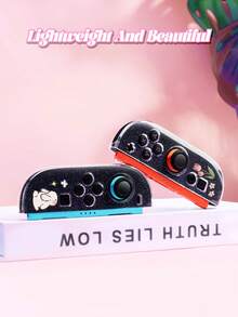 1pc Cute Rabbit & Flower Cartoon Sketch Design Transparent Glitter Protective Case, Compatible With Nintendo Switch 2 (2025) / Switch OLED Console, Joy-Con Controller Cover, Gamepad Storage Bag, Best Gift For Switch Players - View 6