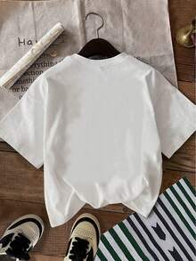 Haut pour femme modèle 2026, t-shirt 100 % coton, manches courtes à imprimé, lot de 2 pour l'été. - Blanc - Voir 2