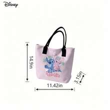 Miniso 迪士尼《星际宝贝》“史迪奇与安琪儿”手提包，可爱粉色帆布单肩包，日常使用 - 粉色 - 查看 3