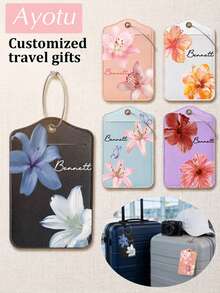 Etiqueta de equipaje personalizada con flores y nombre, etiqueta de equipaje ligera y de moda adecuada para grupos de viaje, etiqueta de identificación de equipaje para mujeres, etiqueta de pase de abordar, etiqueta de identificación de viaje para formación de equipos. Adecuada para mochilas, bolsos y mochilas escolares. Adecuada para viajes de verano e invierno, también se puede usar como etiqueta de identificación para mascotas. Artículos esenciales de viaje, organizador de viaje, decoración de automóvil, regalo perfecto para familiares y amigos - Multicolor - Ver 2