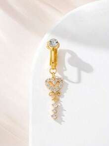 Sexy Heart Zirconia Faux Piercing Belly Button Ring, Premium Women Body Jewelry - 黃金 - 查看 2