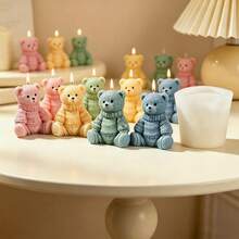 1/2pcs Mini Sweater Bear Silicone Candle Mold, Reusable Silicone Resin Casting Molds For DIY Scented Candles, Handmade Soap, Plaster, Aromatherapy Wax, Epoxy Resin Art, Home Decor, Valentine's Day, Baby Shower, Birthday Party Favors, Craft Supplies - Bear - View 6