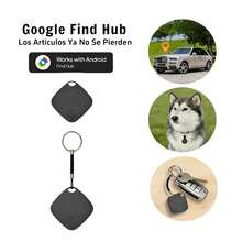 Localizador GPS para Mascotas iTag Compatible con Android Find My Device Rastreador Bluetooth Antipérdida para Perros Gatos Llaves - Negro - Ver 1